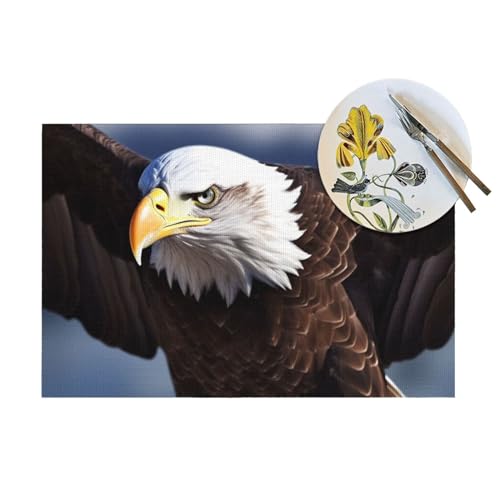Set de table en vinyle motif aigle lavable 30x45 cm - Lot de 6