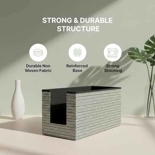 Image of DALUCI Shirt Stacker & Clothes Organizer for Wardrobe | Non-Woven Foldable Storage Box for Cupboard, Closet & Bedroom | Strong Collapsible Fabric Organizer | 40x25x24 cm - Pack of 3 (Black)