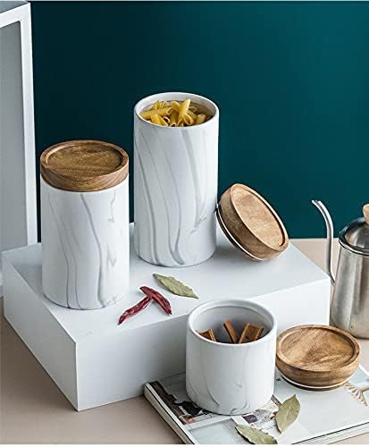 Miniatura 3 de YYW Recipientes de cerámica para almacenamiento de alimentos, recipientes de cocina con tapa hermética para granos de café, azúcar y especias