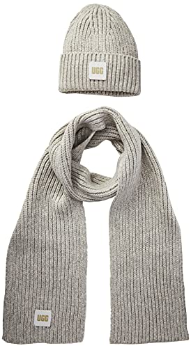 UGG Damen Chunky Rib Knit Winter Zubeh r Set, Hellgrau, Einheitsgröße EU
