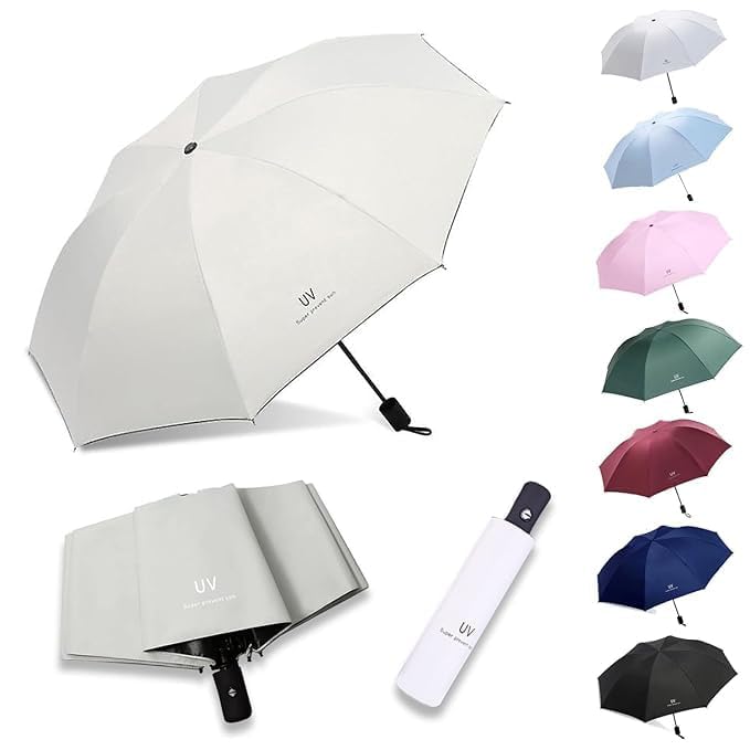 AARKRI SALES Travel Umbrella – Windproof and Waterproof Folding Umbrella with Reinforced Canopy and Automatic Open/Close Button – Lightweight and Durable for Men and Women