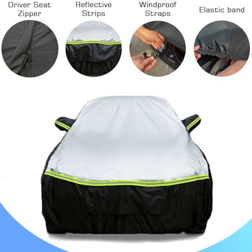 Image of SUV car Cover All Weather Waterproof for Rogue, Toyota RAV4, Cadillac XT4, Honda CR-V, Subaru Forester, Lexus NX and Other Models - Outdoor Full Cover Rain Sun UV (Length 178 to 186 inch)
