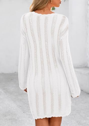 PRETTYGARDEN Women's Swimsuit Cover Up 2025 Summer Bathing Suit Swimwear Crochet Knit Dress Fashion Beach Vacation Clothes2