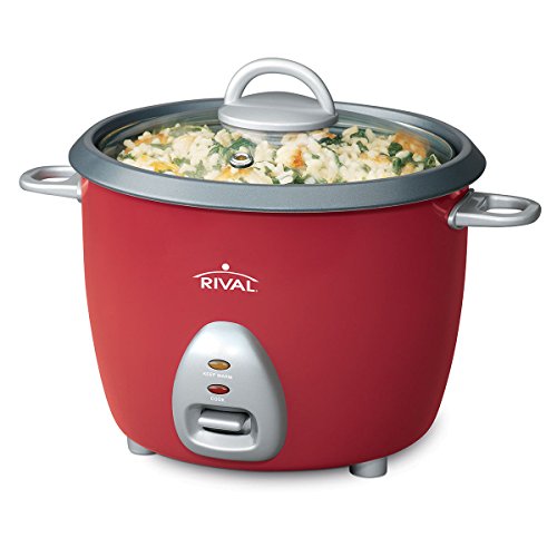 Rival RC61 RC61 6-Cup Rice Cooker w/Steamer, Red