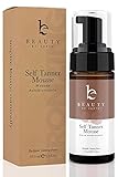 Self Tanner Mousse - Self Tan with Organic Botanicals, Tanning Foam Self Tanning Mousse for a Bronzer Sunless Tan on Body or Face, Dye Free Fake Tan, Vegan & USA Made (3.3 oz, Medium to Dark)