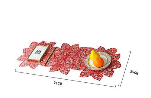Chemin de table antidérapant argenté lotus en PVC ajouré pour repas de fête