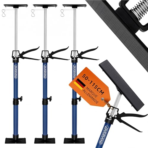 DEUBA® Set de 3 étai de porte/soutien acier réglable en hauteur 50-115cm max. 30kg bricolage atelier maison garage étai soutien télescopique