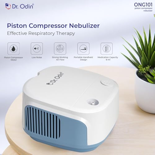 Image of Dr. Odin ONG 101 Smart Portable Nebulizer | Whisper-Quiet Operation | Pediatric to Adult Use | Compact & Efficient Design | Proudly Made in India | Stylish (White & Blue)