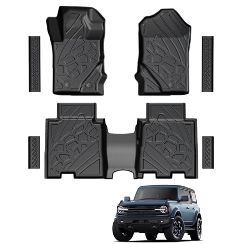LUMWAY Floor Mats for Ford Bronco 2026 2025 2024 2023 2022 2021 Only 4 Door TPE All Weather Durable Floor Liners for Ford Bronco Base Big Bend Heritage Outer Banks Badlands Raptor Accessories