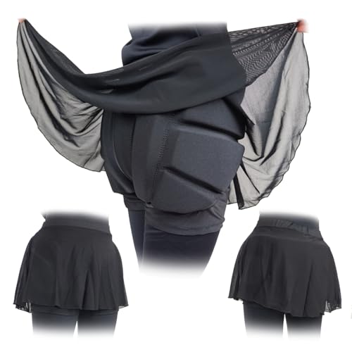 SKATING SPIRIT Padded Skating Shorts Protective Crash Pants Built-in Mash Skirt Covering Tailbone Hip Butt Pad (S)