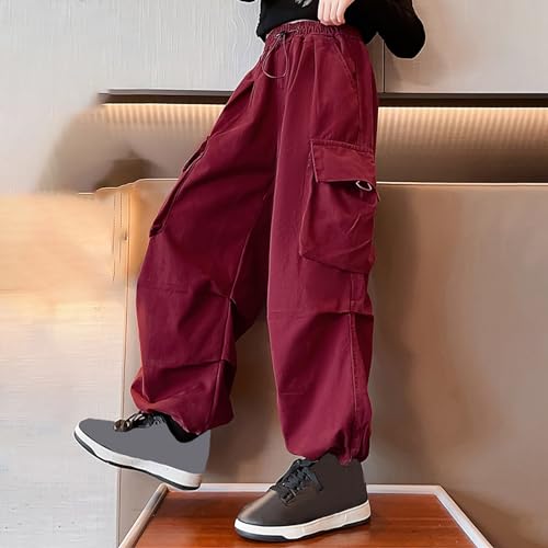 Girls' Parachute Cargo Pants Elastic High Waist Jogger Trousers Y2k Casual Pants Loose Aesthetic Streetwear Sweatpants3