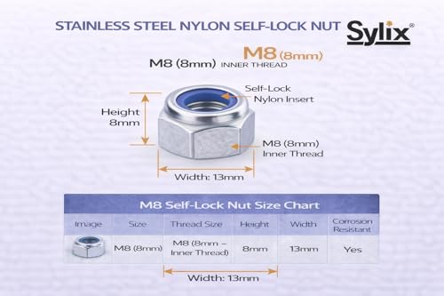 Image of SYLIX M8 Thread Stainless Steel Nylon Self-Lock Nut (pack of 25pcs)
