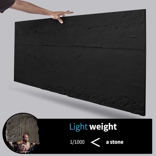 Art3d Cement Texture 3D Wall Panels, 4-Pack PU Wall Panels for Interior Wall Decor, 24" x 48", Black