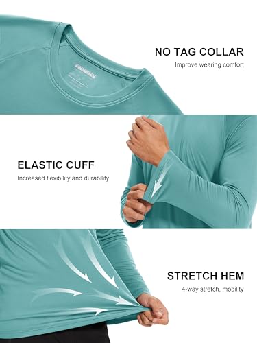 Image of MAGCOMSEN Men's Long Sleeve Shirts UPF 50+ UV Sun Protection Athletic Shirts for Hiking Running Workout Rash Guard