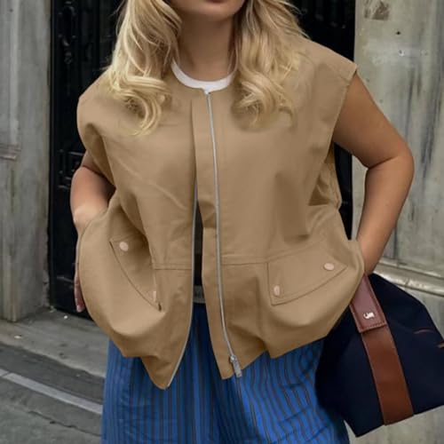 Cardigan sin mangas para mujer resistente con prácticos bolsillos 3