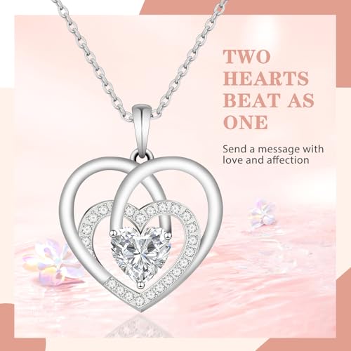 women's necklace 925 Sterling Silver Heart Necklace - Elegant pendant necklace - Heart Pendant for Birthday, Anniversary, Valentine's Day Gift - Thoughtful Gift for Wife, Mom, Girlfriend4