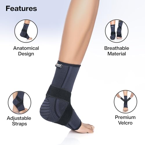 Image of FOVERA Ankle Binder for Ankle Injury Prevention and Protection, Helps in Pain Relief and Recovery, Breathable Nylon Material Super Elastic for Men & Women (Size S, 1 Unit)