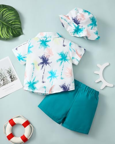 XUANHAO Toddler Baby Boy Clothes Summer Outfits Short Sleeve Button Down Shirts Shorts Clothing Boy Hawaiian Outfit Set2