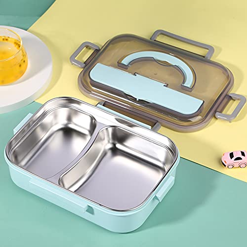GBSELL Lunch Box Bento Box for Kids, Thermal Insulation Bento Box Adult Lunch Box,Lunch Containers for Children Leak-Proof Lunch Box Stainless Steel Utensil Set (2 Grid Lunch Box Blue)