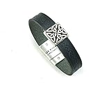 Biddy Murphy Irish Leather Bracelet Celtic Knot Charm Black 7 1/2 Inches Unisex Made in Ireland