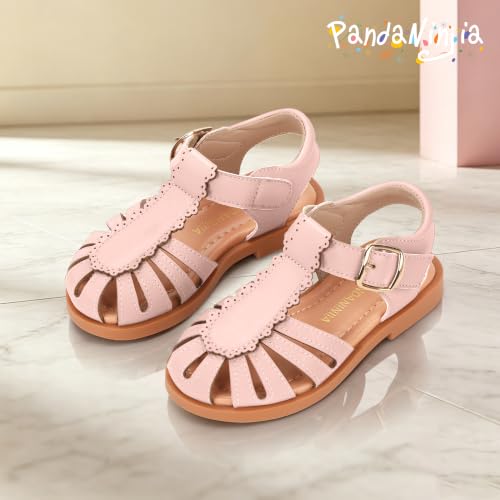 Image of PANDNAINJIA Toddler Girls Sandals T-Strap Dress Summer Shoes