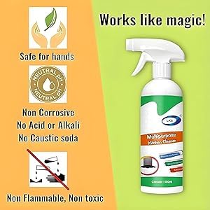 DUKAAN 500Ml Kitchen Cleaner Spray Oil & Grease Stain Remover For Gas Stove, Chimney BBQ Exhaust Fan Non-Flammable Nontoxic Magic Degreaser Liquid Spray for Grill & Home glow all surface cleaner spray - Image 2 thumbnail