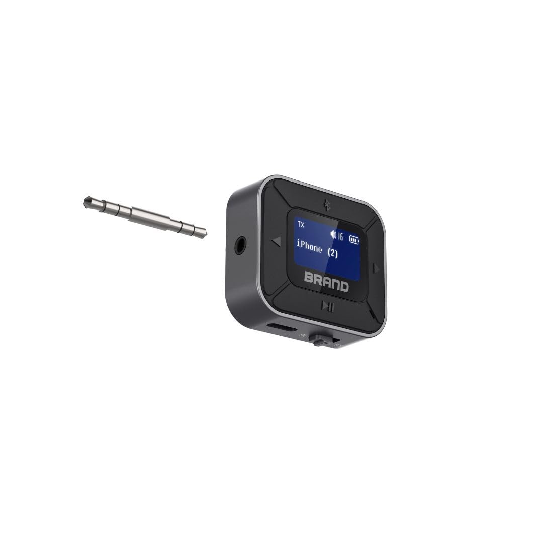 WE Ricevitore/trasmettitore Bluetooth Bluetooth V5.0, schermo di visualizzazione, connessione con 2 dispositivi BT contemporaneamente, nero
