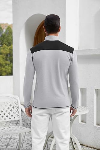 EDITCOZY Mens Quarter Zip Pullover Polo Shirts with Pocket Casual Long Sleeve Collared Golf Shirts2