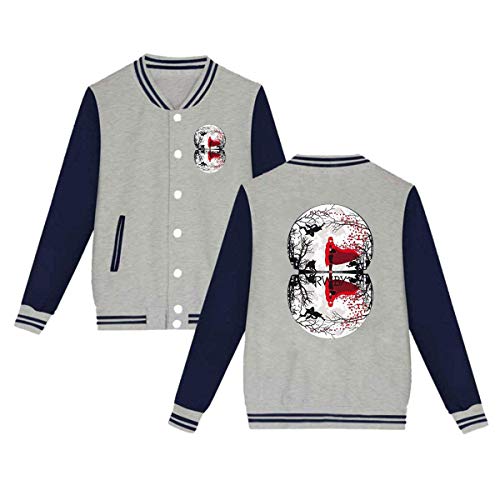 Loonglove Unisex Funny Baseball Uniform Jacket Sport Coat Plus Velvet Print Starry Crescent Sky Ruby Rose XXL