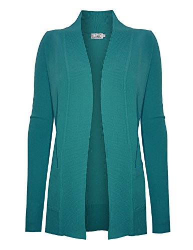 Image of Cielo Women's Solid Basic Open Front Pockets Knit Sweater Cardigan
