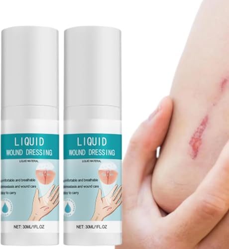 30 ml spray líquido para heridas – Nueva sensación en la piel, parche impermeable, película transparente de secado rápido para cortes y abrasiones, parches transpirables (2 unidades)