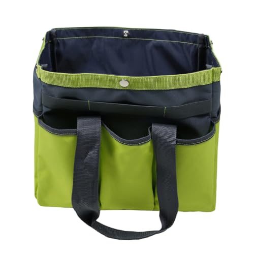 CLISPEED Garden Tool Bag Oxford Fabric with Multi Pockets, Gardening Tote Bag for Men and Women, Portable Outdoor Garden Tool Carrier in Apple Green