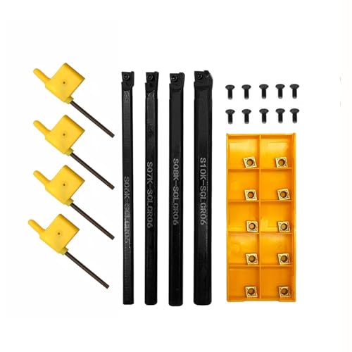 Image of Mini Metal Lathe Tools Boring Bar Set 15 /64in,9 /32in,5 /16in,3 /8in Shank Turning Tool Holders with CCMT21.51 CCMT06 Boring Bar Replacement Carbide Turninng Inserts for Steel