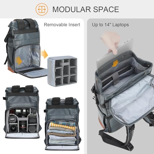 TARION Camera Backpack: Professional Camera Bag Backpack with 14 inch Laptop Compartment, DSLR Rucksack Photography Bag with Rain Cover for Lens Tripod Cameras(M,Blue) - Image 4
