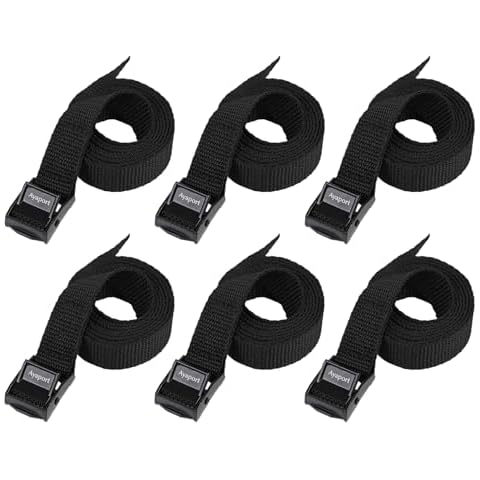 Ayaport Lashing Strap Tie Down Straps with Adjustable Cam Buckle Nylon Cinch Strap for Packing Cargo, Bike, Luggage Black 6 Pcs (Black, 0.75'' x 48”) Cover