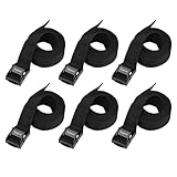 Ayaport Zurrgurt Spanngurte mit Verstellbarer Nockenschnalle, Nylon-Cinch-Gurt zum Verpacken von Ladung, Fahrrad, Gepäck, Schwarz, 6 Stück (schwarz, 1,9 x 121,9 cm)