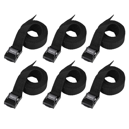 Ayaport Lashing Strap Tie Down Straps with Adjustable Cam Buckle Nylon Cinch Strap for Packing Cargo, Bike, Luggage Black 6 Pcs (Black, 0.75'' x 48”)