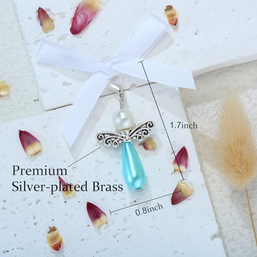 Image of SANDOO Something Blue for Bride On Wedding Day - Something Blue Gift for Bride,Angel Wing Bridal Bouquet Charm from Mom Dad Grandma Sister Friends Bff
