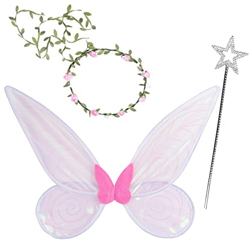Ailes De Fée Enfant Et Adulte Avec Diadème Et Baguette - Vert Ou Rose, Pour Halloween, Anniversaire, Cosplay - 5