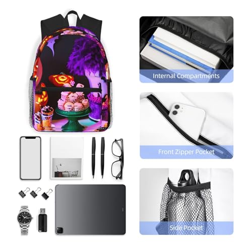 Mochila ligera para viajes diarios con estampado de fiesta de Halloween unisex 6