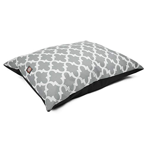 Image of Majestic Pet Rectangle Medium Dog Bed Washable - Non Slip Comfy Pet Bed - Dog Crate Bed Super Value Pillow Dog Bed - Dog Kennel Bed for Sleeping - Dog Bed Medium Breed 35 x 28 Inch - Trellis Gray