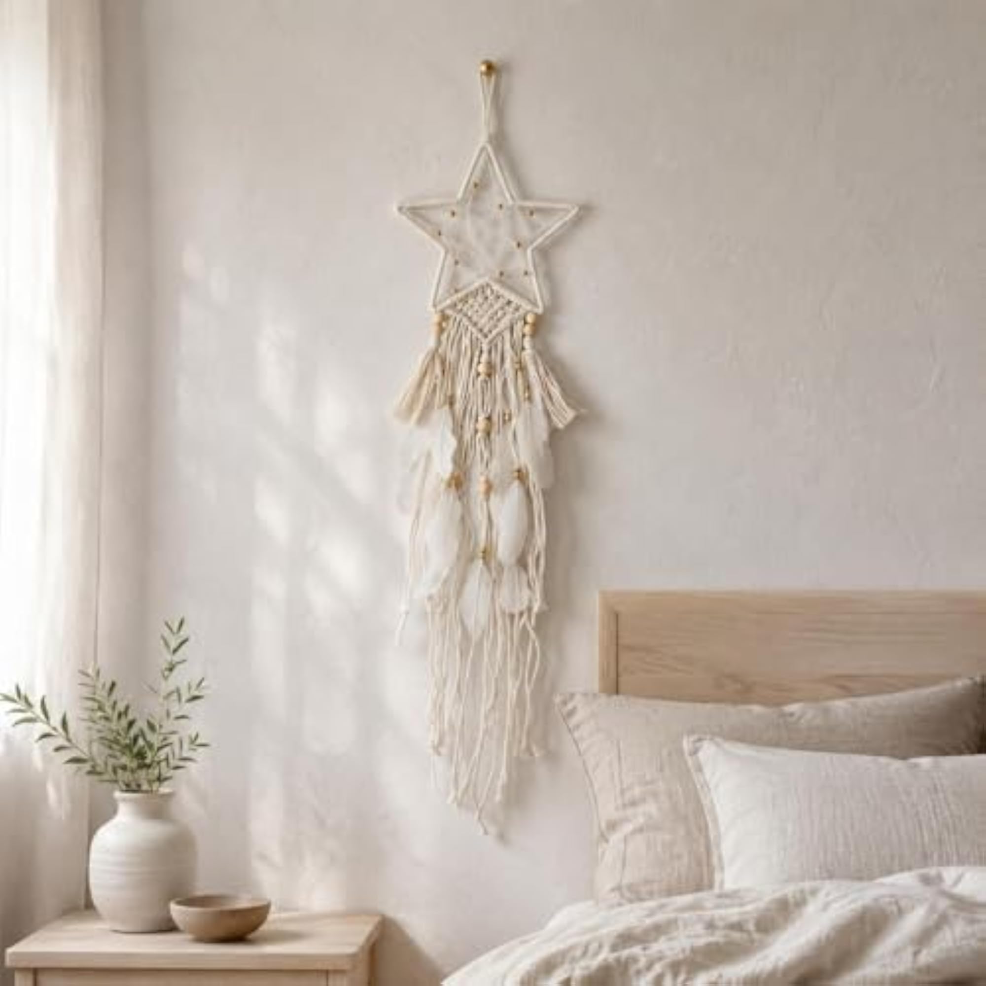 Moon Tassel Wall Decor Handmade Cotton Rope Wall Tapestry