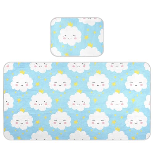 Takiito Cute Clouds Baby Cooling Mattress Pad, Soft & Breathable Cooling Mat Keep Baby Cool in Summer 28x52 in, Nursery Essential