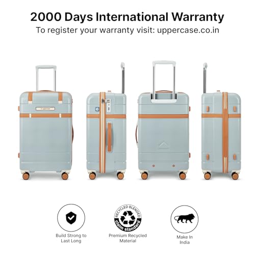 Image of uppercase Chester Medium Size Trolley Bag for Travel | 360 8 Wheels Hard Luggage with TSA Lock, Anti-Theft Zippers | Hard Sided Polycarbonate Suitcase for Both Men & Women (Grey)