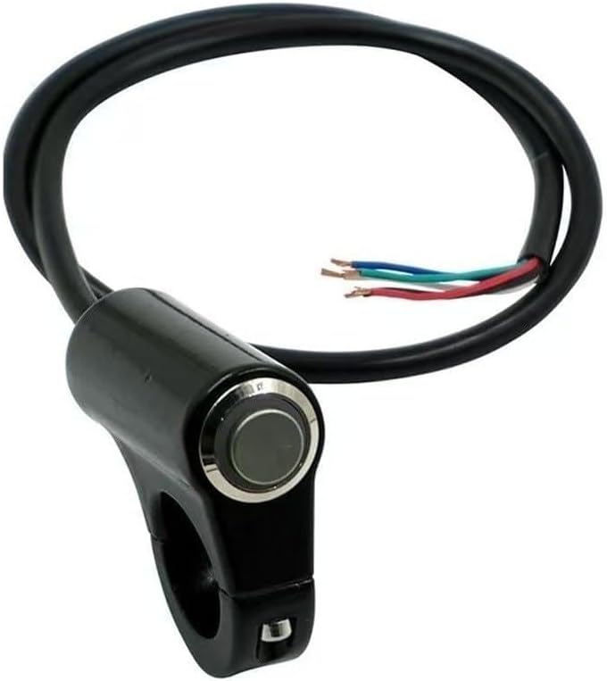 Motorcycle Handlebar Switch with LED Backlight, 3-Button Aluminum Alloy Control for ATV, Dirt for Bike & E-Bikes – 10-12V DC, 50cm Cable, Self-Locking & Self-Reset Functions