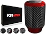 ICBEAMER Red Aluminum w/ Carbon Fiber 2.5' Shift Knob, Tall Fit Automatic and 4, 5 and 6 Speed Manual Transmission Vehicles, Interior Car Gear Lever Stick Shift Handle Automotive Replacement Parts