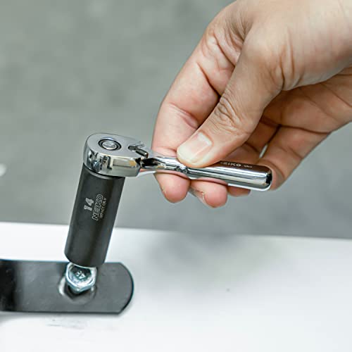 Image of Neiko 03001A Stubby Ratchet, 1 /4 Inch Ratchet Wrench, 108-Tooth Reversible Ratchet, 3.3 Degree, Quick Release Mini 1 /4 Ratchet Drive, Oval Head Wrench, CR-V Steel Quarter Inch Small Ratchet Wrench