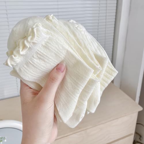 Ruffle Socks Women Frilly Socks, Cute White Summer Autumn Ankle Casual Socks for Girls 5 Packs, Soft Breathable Cozy3