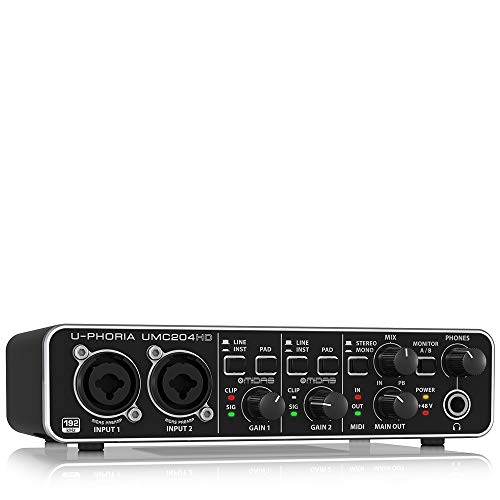 Behringer U-Phoria Umc204Hd Audiophile 2X4, 24-Bit/192 Khz Usb Audio/Midi Interface With Midas Mic Preamplifiers #TOP2