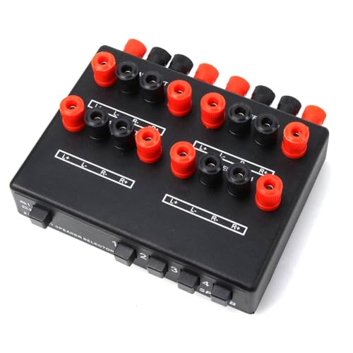 Caja selectora de altavoces con divisor de audio estéreo de 2 entradas y 4 salidas SP-24B